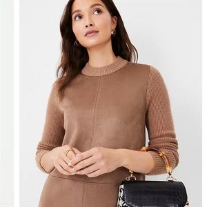 Ann Taylor Faux Suede Mixed Media Dress